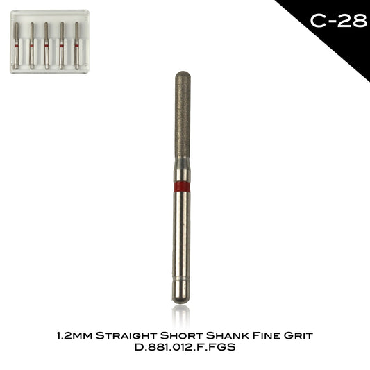 1.2mm Straight Short Shank Fine Grit C-28 - Incidental