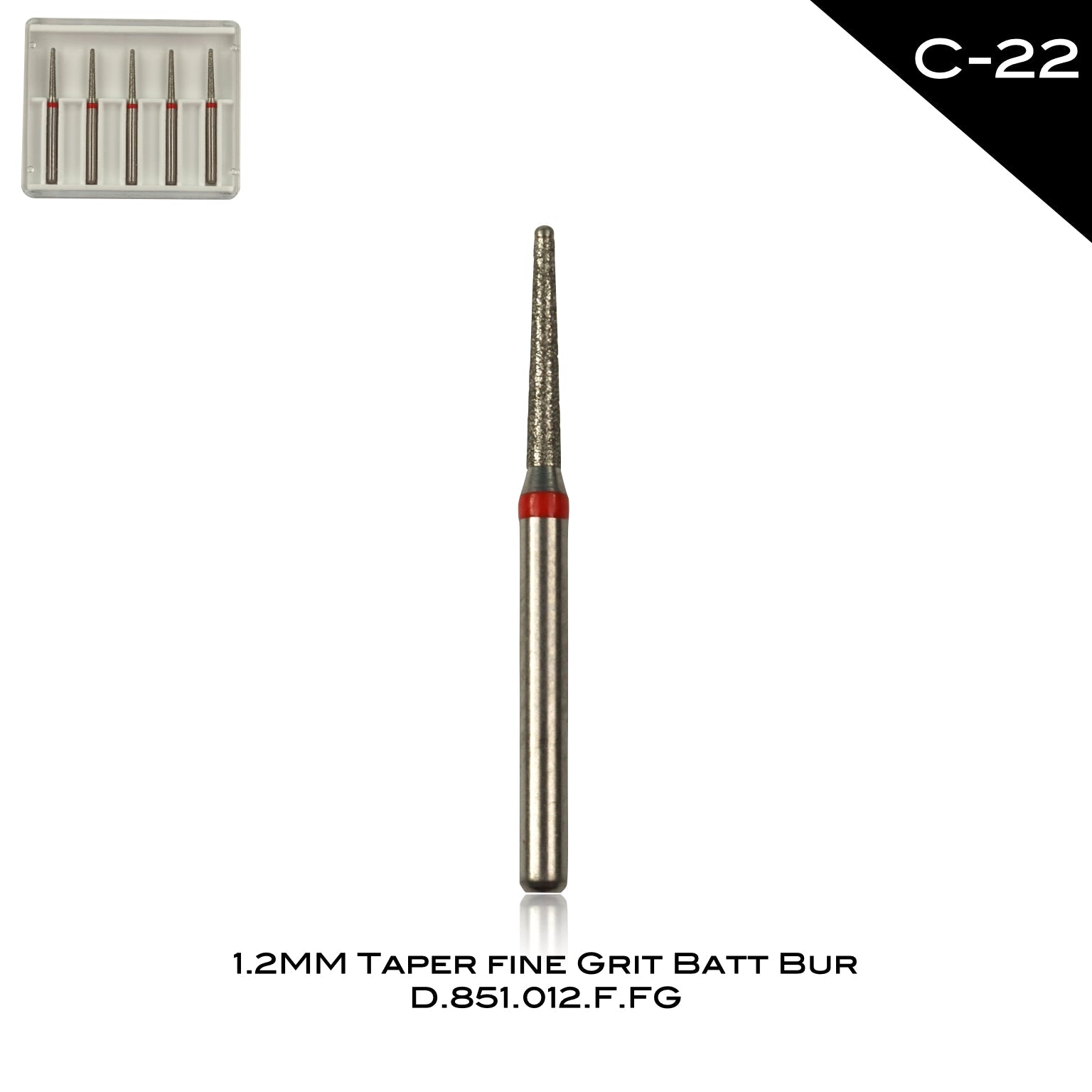 1.2mm Taper Fine Grit Batt Bur C-22 - Incidental