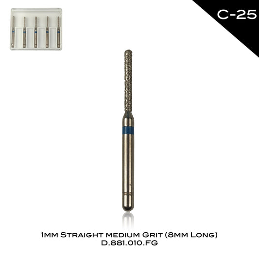 1mm Straight Medium Grit (8mm Long) C-25 - Incidental