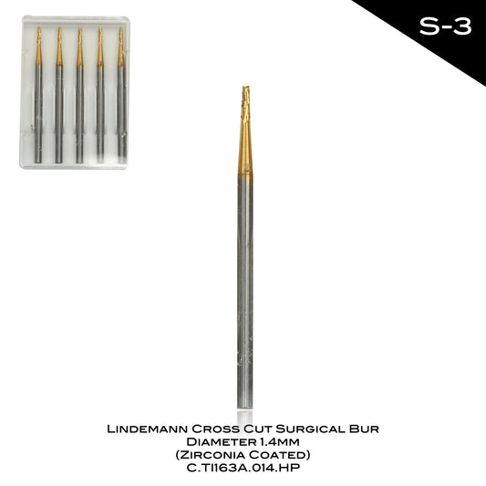 Lindemann Cross Cut Surgical Bur - Diameter 1.4mm (Zirconia Coated) - S - 3 - Incidental